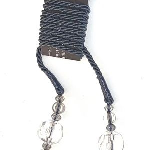 Window Curtain Drapery Tassel Tie Back Beaded Drop - Gray